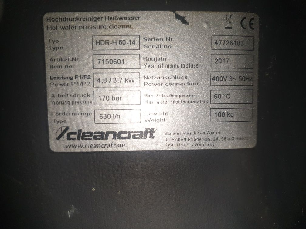 Myjka ciśnieniowa Cleancraft