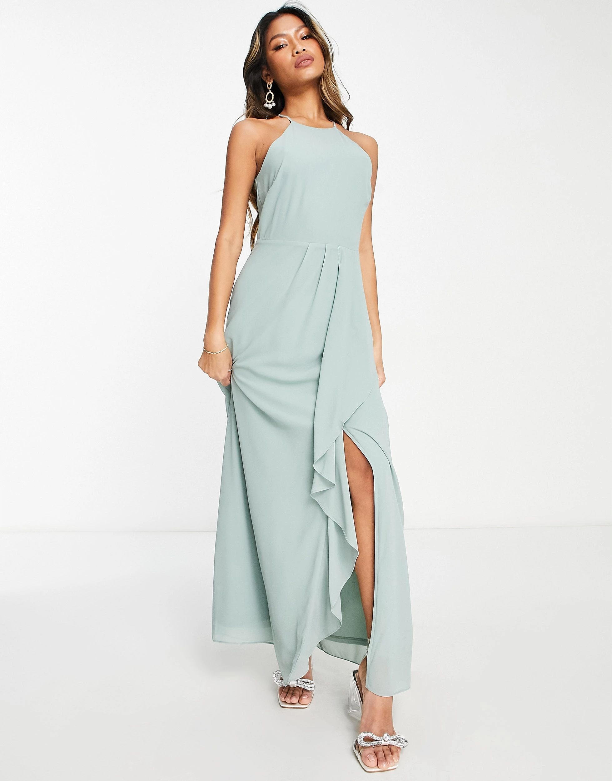 Vila 38 M Bridesmaid Sukienka Maxi Green Mileu J22641