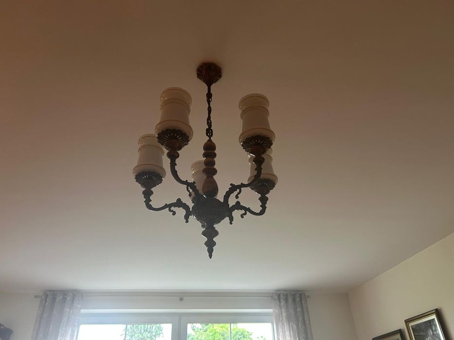 Żyrandol lampa z 5 szklanymi kloszami