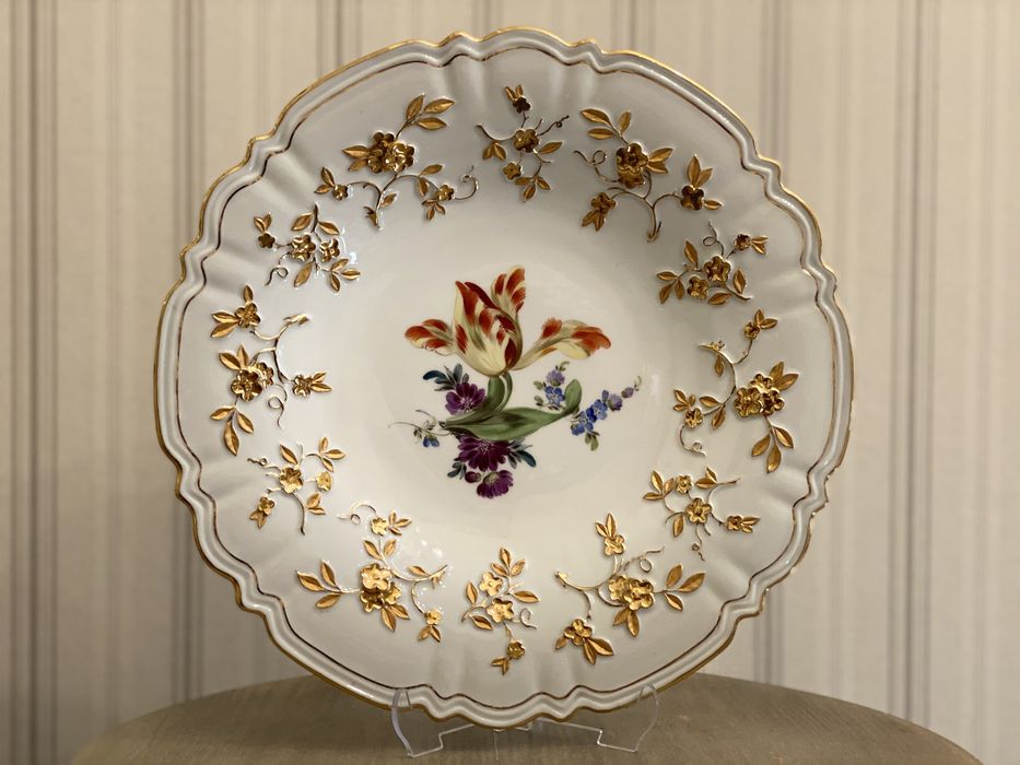 Miśnia wyjątkowa, stara, złocona patera 29,5cm stan idealny unikat