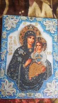 Картина алмазная вышивка икона Девы Марии   и Исуса  Хреста