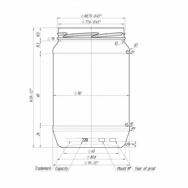 Słoik Cylindric 720 ml fi-82 Paleta 2212 szt
