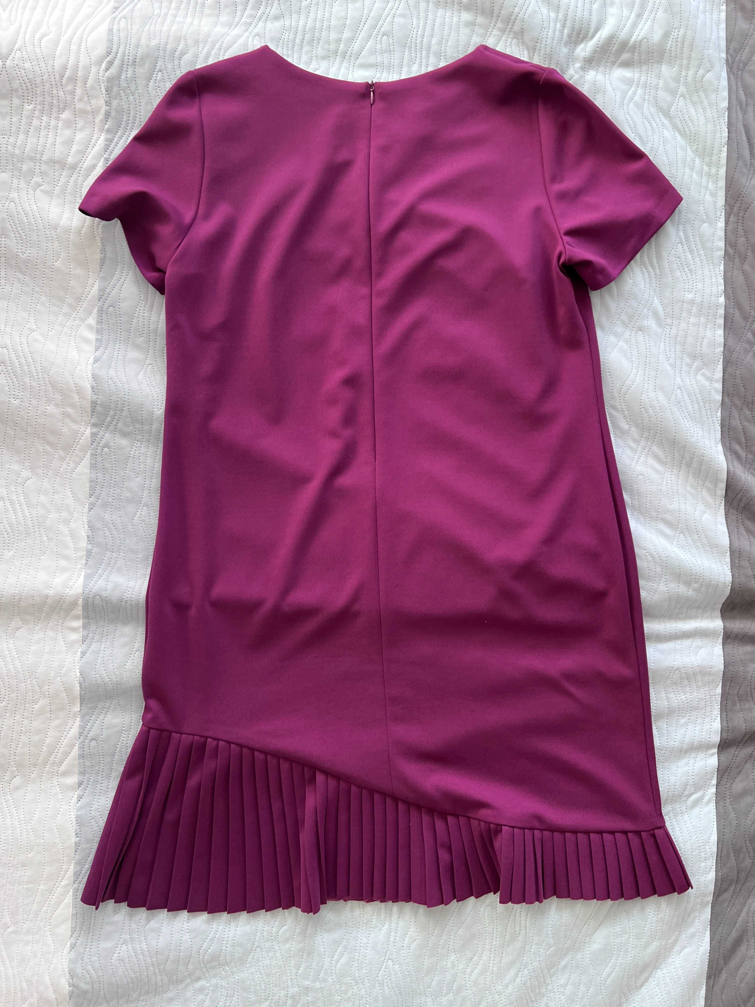 Sukienka falbana fioletowa rozkloszowana XL XXL 50