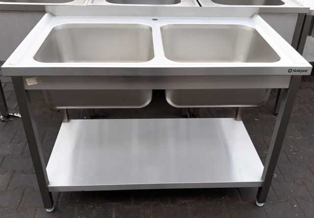 Zlew gastronomiczny 2 komorowy z półką 100x60x85 cm nowy FV23%