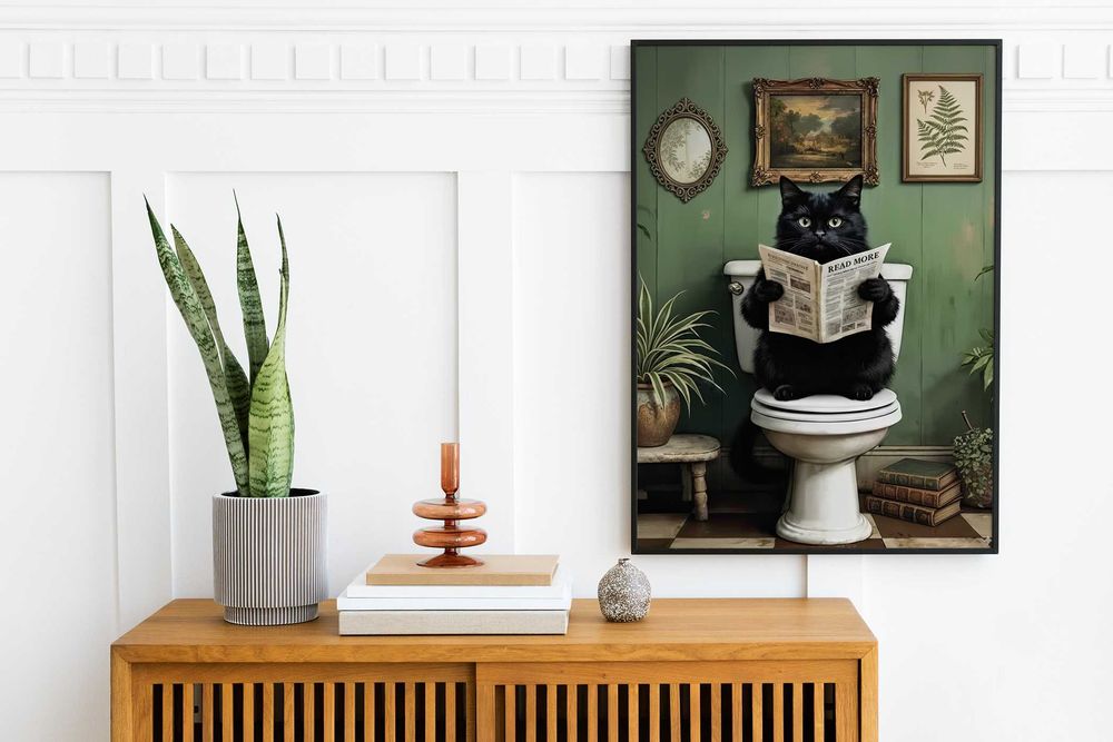 Kot w łazience vol 1 PLAKAT A3 Vintage, Cat - Trzeci plakat GRATIS