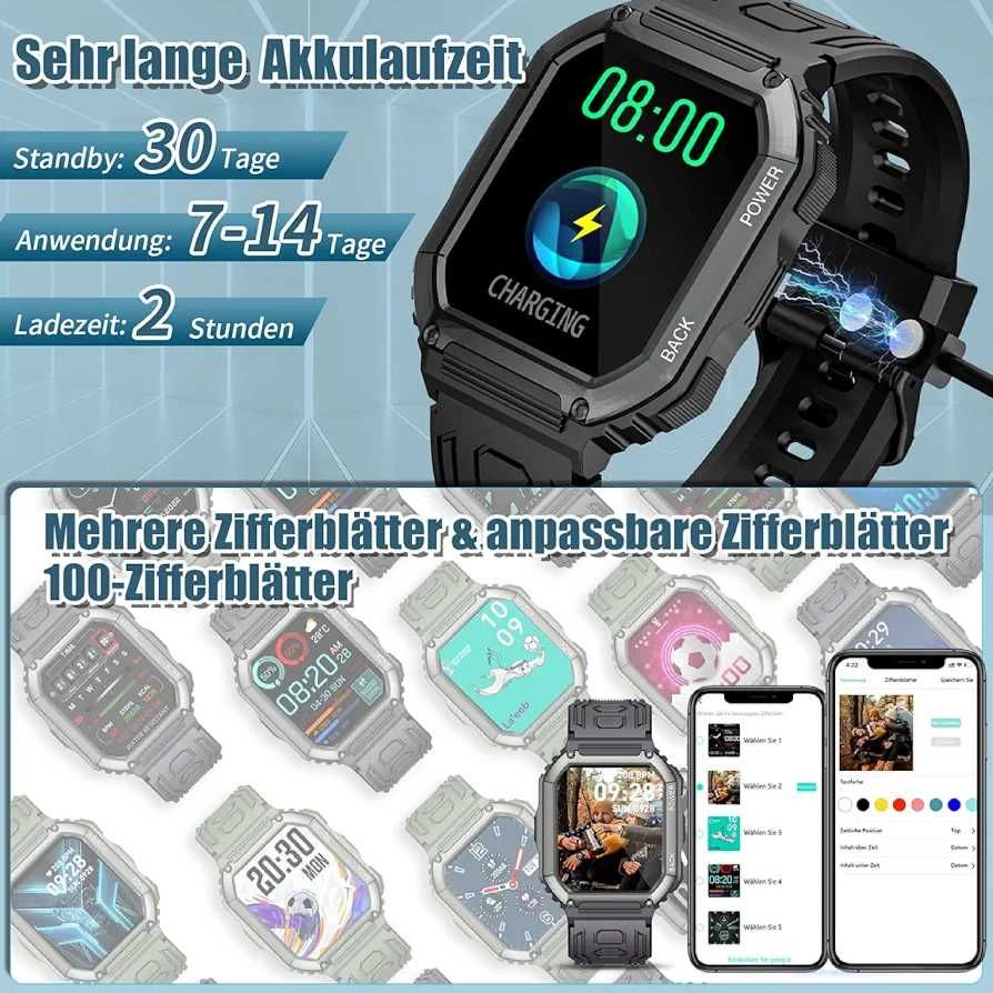 Smartwatch męski 1,8" HD FULL IP67 2 paski
