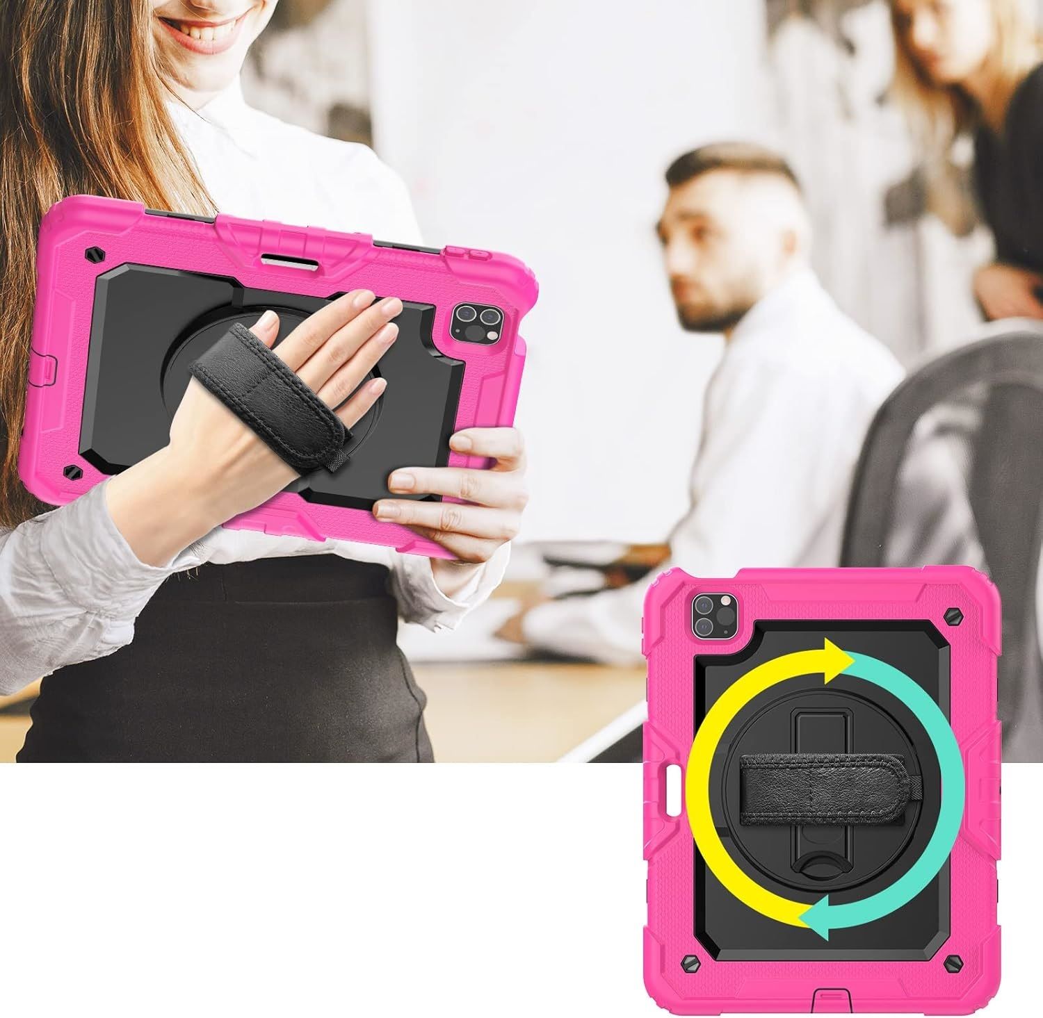 Etui do iPad Pro 11/Air 5/4 z Podstawką i Paskiem na Ramię Różowe