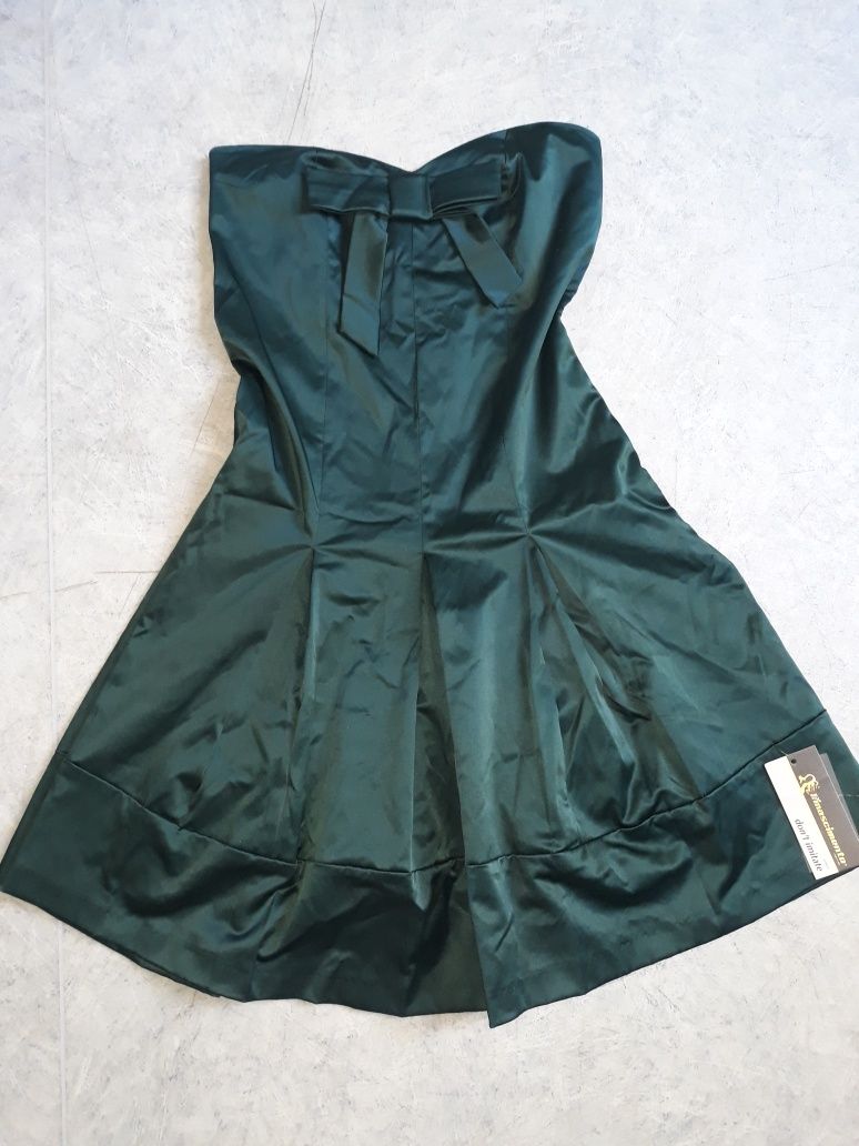 Vestido cerimônia cetim verde garrafa