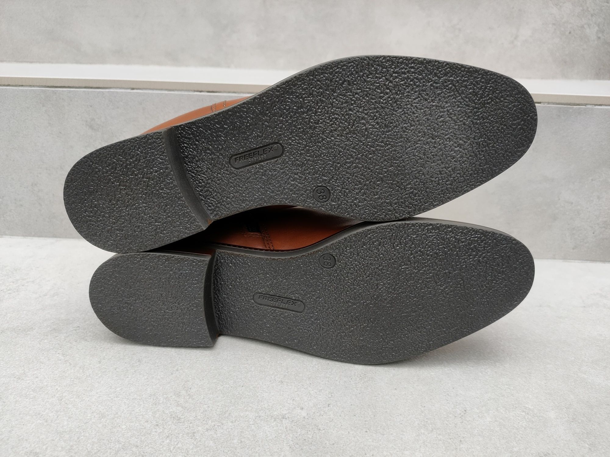 Buty Freeflex botki skórzane damskie brązowe na suwaki r. 38 24,5cm