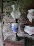 * rezerwacja Stara ceramiczna lampa Delft szklany klosz tulipan brak k