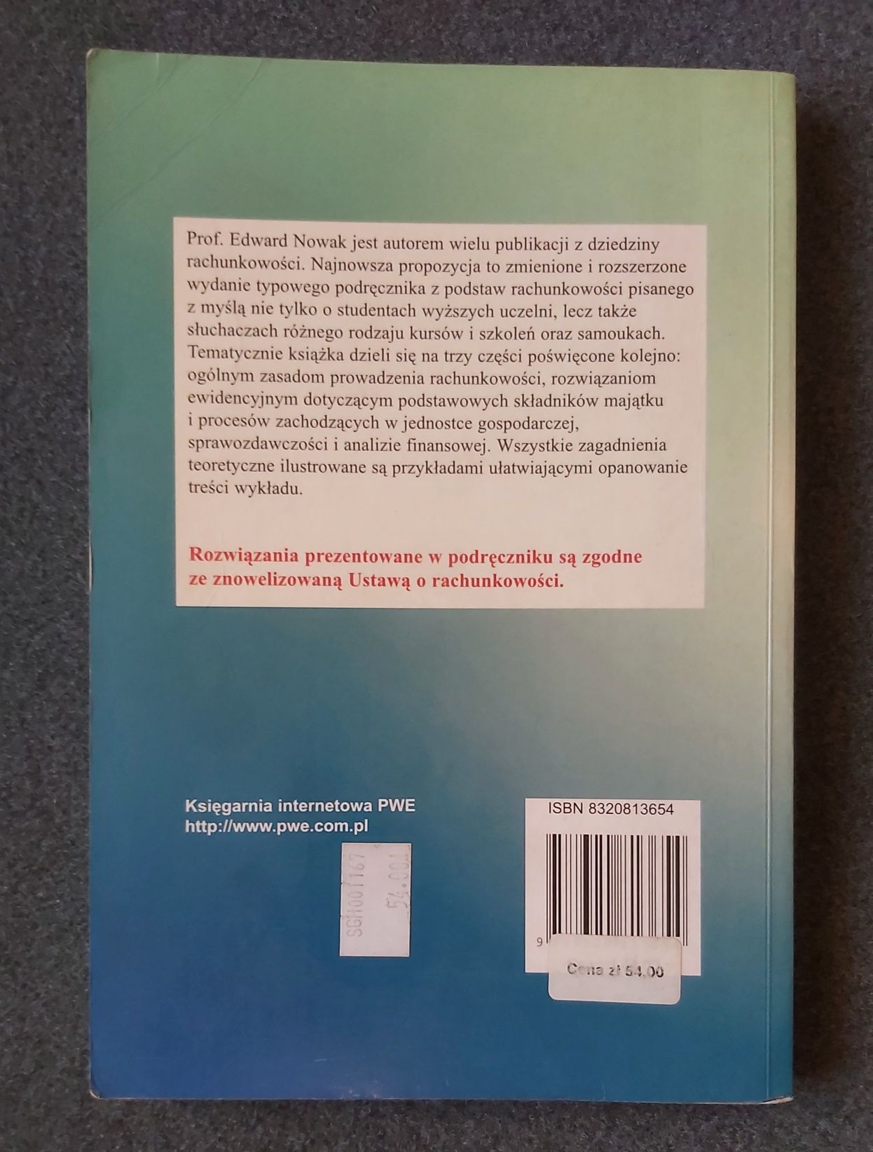 Rachunkowość kurs podstawowy Edward Nowak podręcznik książka