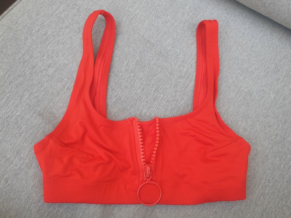 H&M top bluzka krótka stanik czerwony rozm.XS (34)