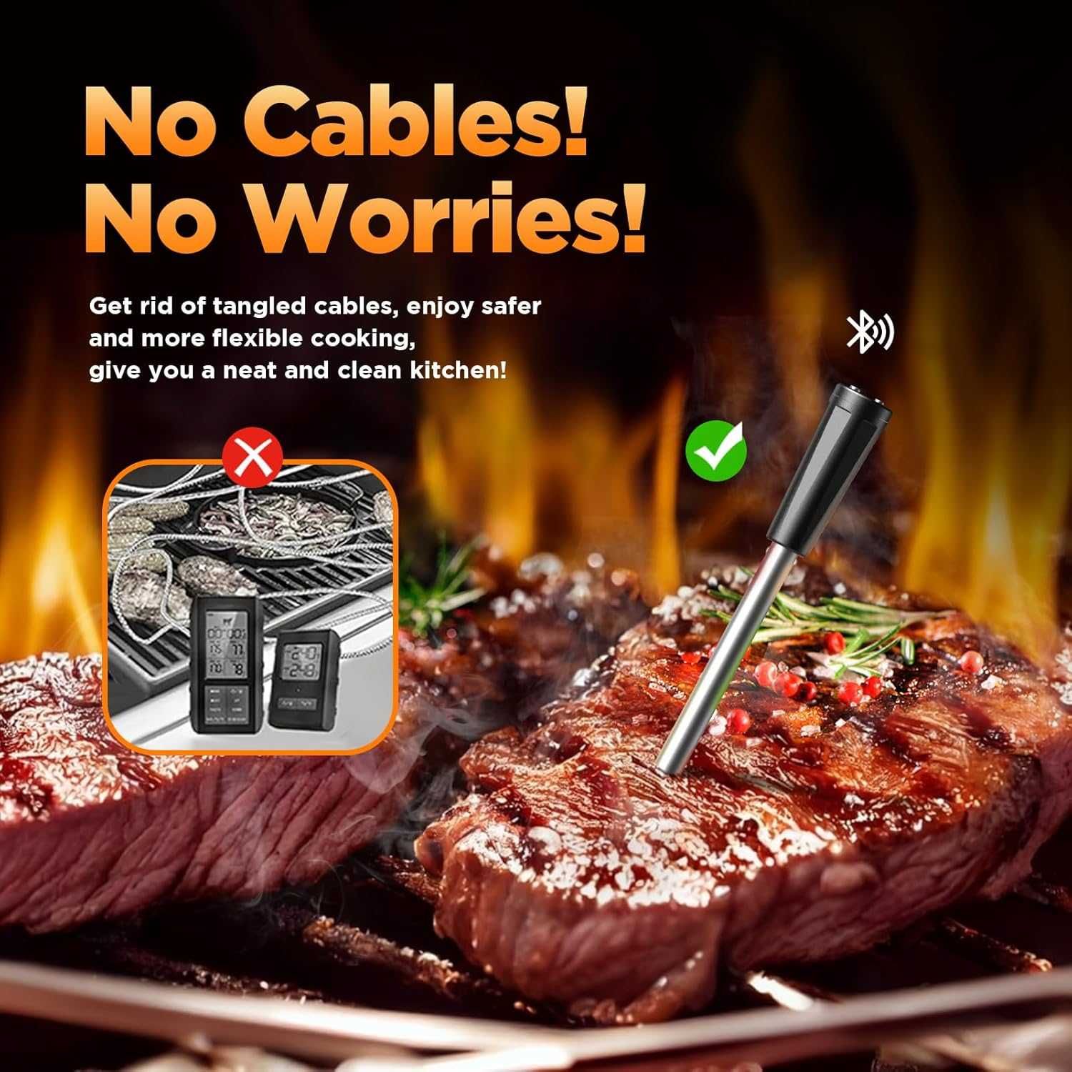 Termometr Bluetooth Meat bezprzewodowy termometr do mięsa