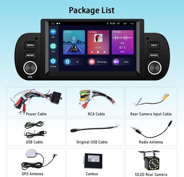 Rádio Fiat Panda 2013 a 2020 android 13 6,2" Carplay GPS 2/64GB NOVO