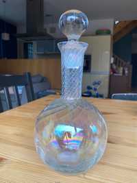 Karafka ze szklanym korkiem 26cm kryształowa kryształ PRL vintage