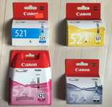 Nowe oryginalne tusze Canon Pixma 521 - zestaw 4 sztuki