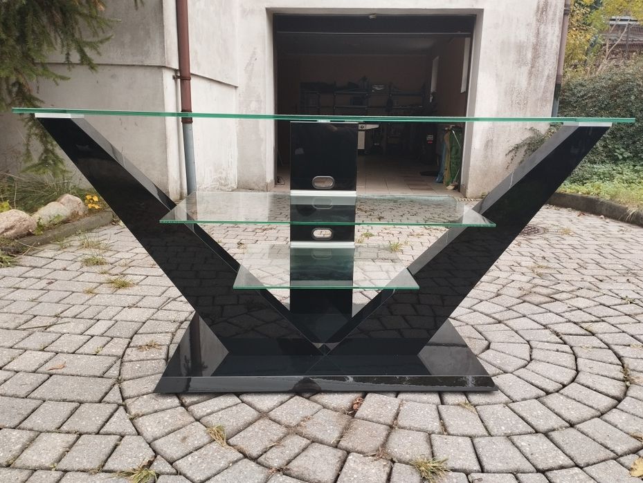 Stolik RTV szklany blat czarny połysk