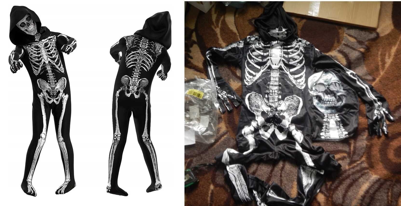 Wyprzedaż->Kostium szkieletowy dziecięcy na Halloween rozmiar 140