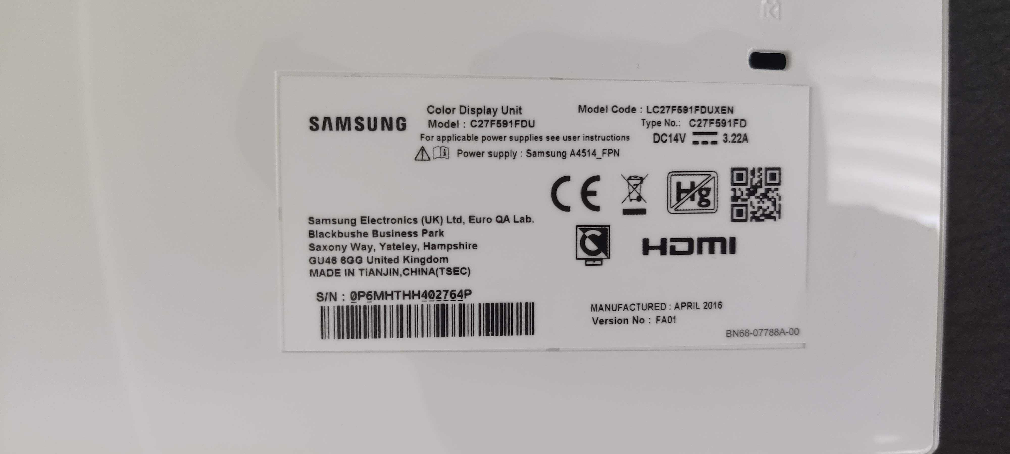 Monitor Samsung C27F591FDU 27" Curve