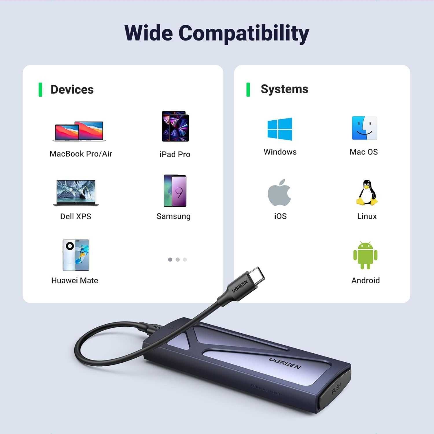 GREEN M.2 NVMe Obudowa na Dysk10 Gbps USB C SSD 670