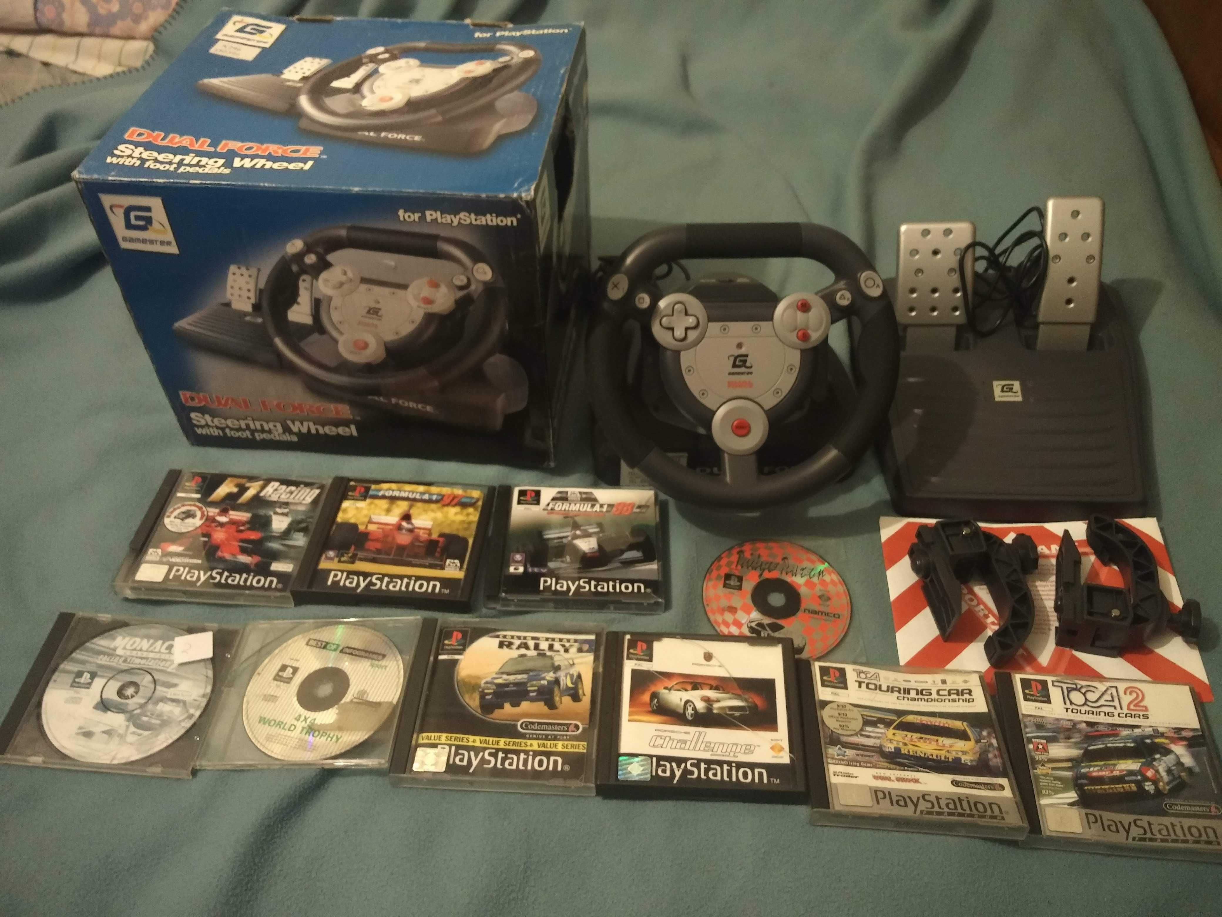 Volante em Caixa e 9 Jogos Corridas PS1 Playstation 1