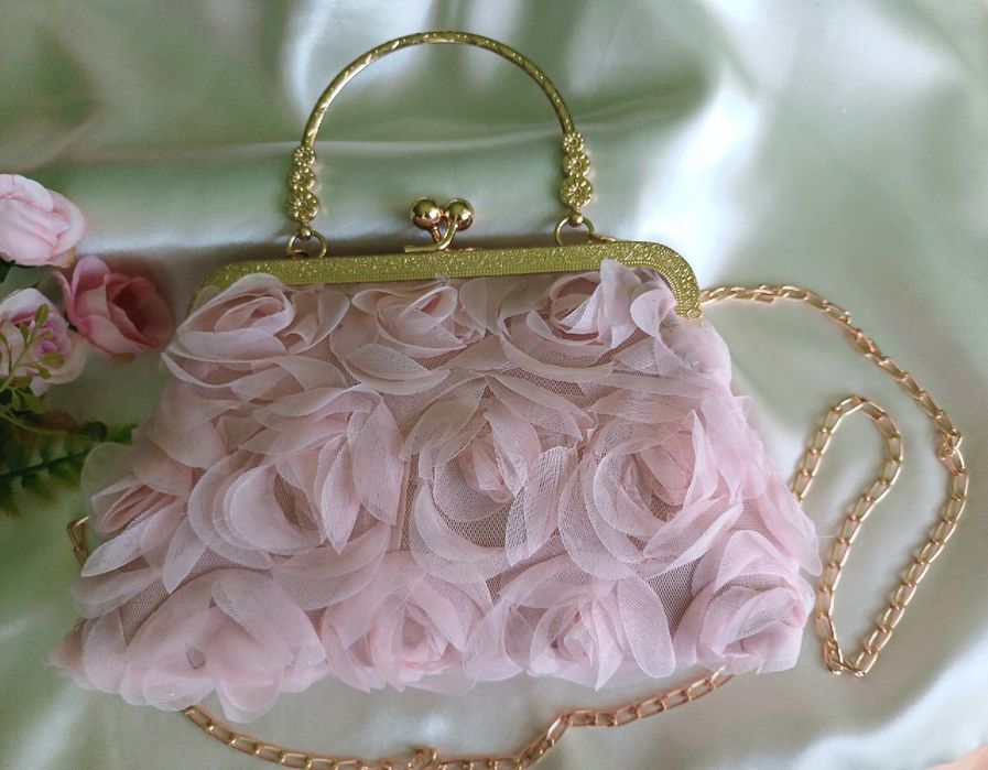 Torebka Wieczorowa - Różowe róże