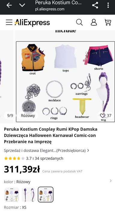 Kostium z peruką na Halloween / karnawal Rumi K-POP cosplay