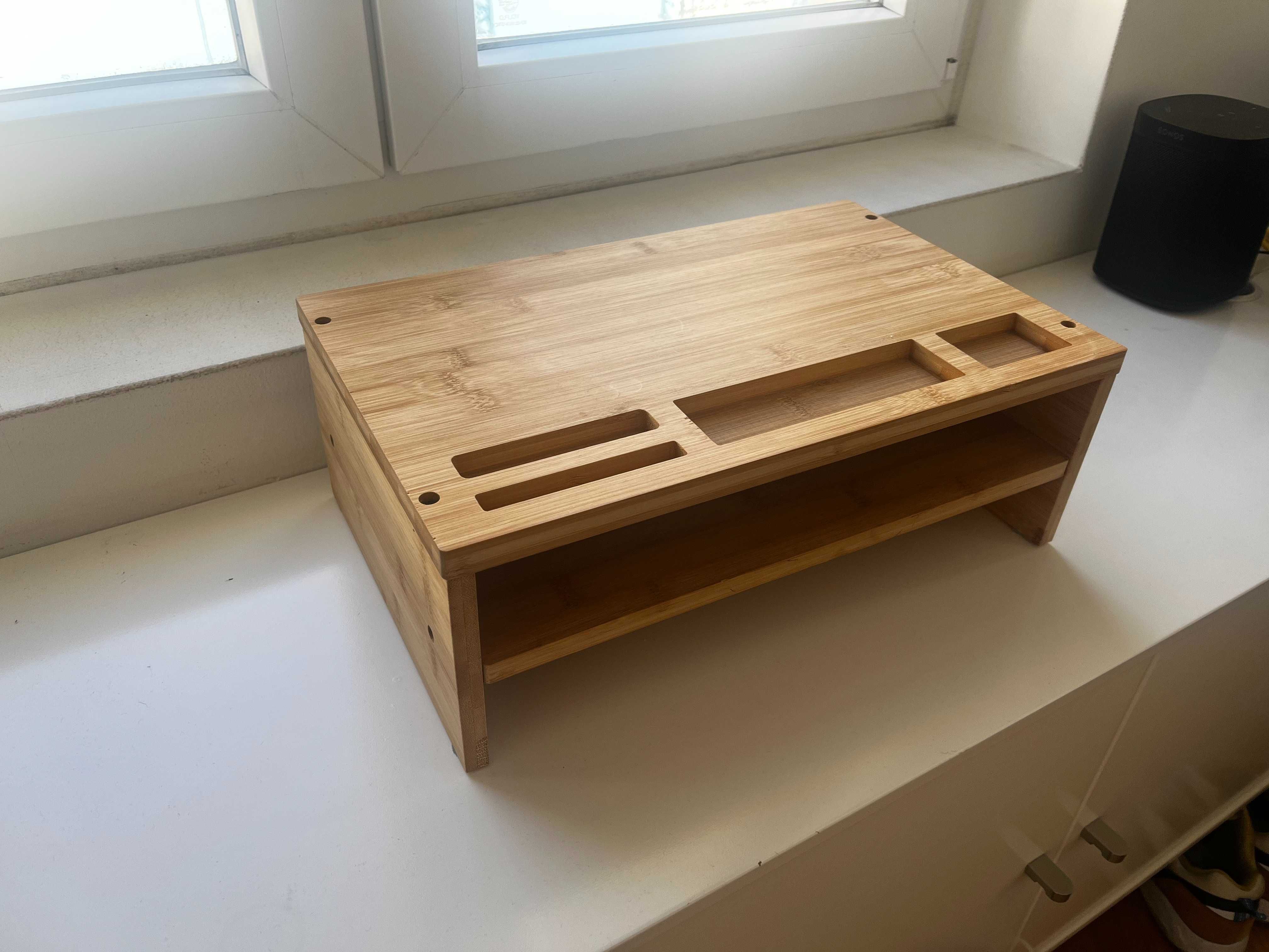 Bamboo desk organizer - support for your desktop monitor