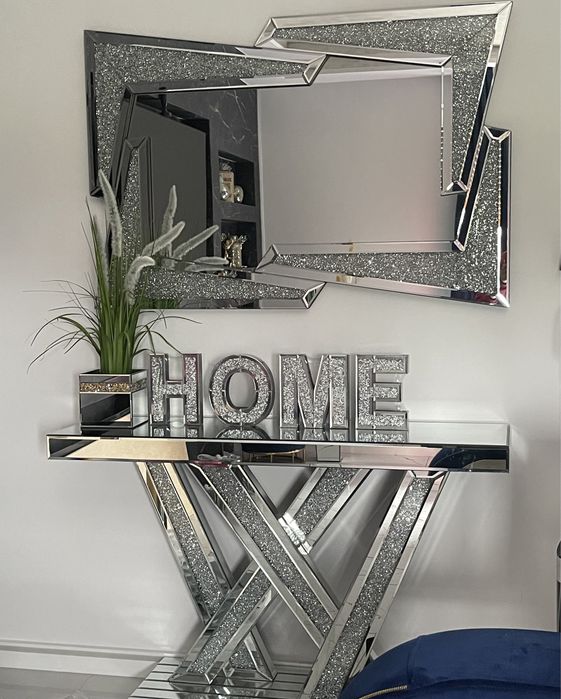 Nowy lustrzany napis Home Glamour kryształki diamenciki