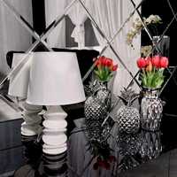 Lampa stołowa biała lampka nocna nowoczesna glamour