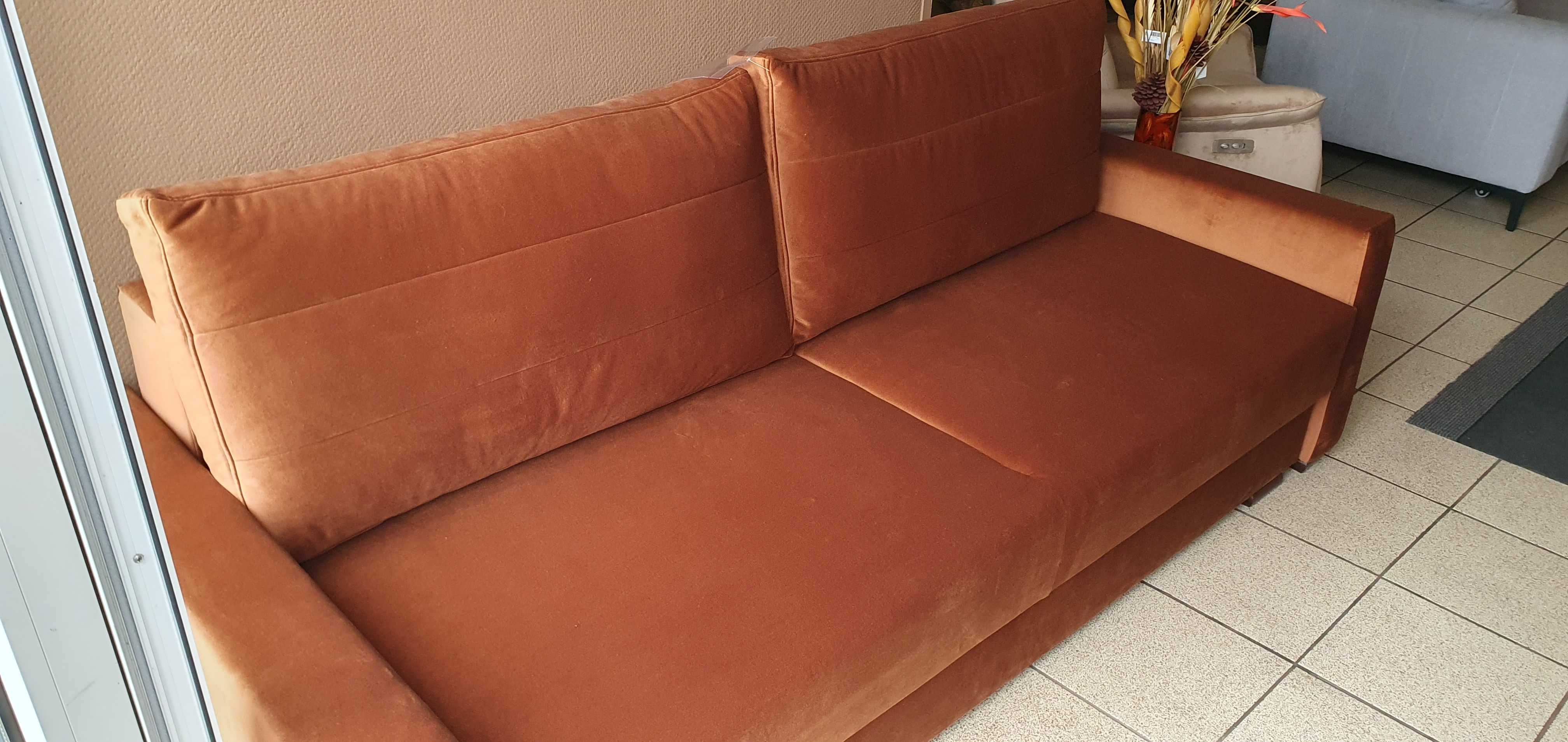 Sofa 215 cm rozkładana w rudym kolorze NELSON