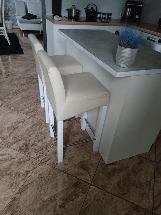 Hokery 2 szt. Ecru,butelkowa zieleń.