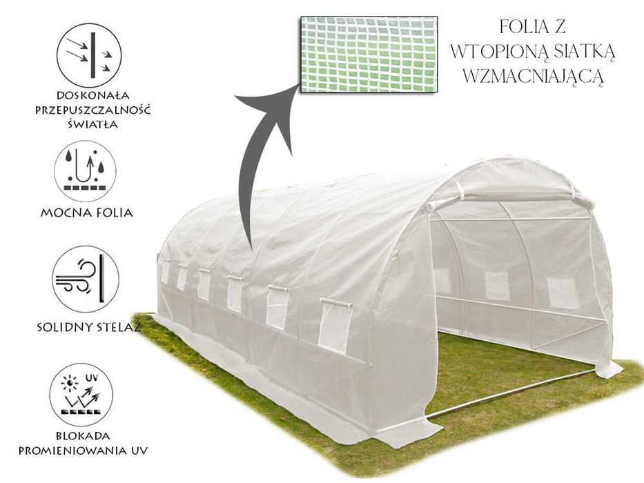 TUNEL FOLIOWY 8x3m foliówka foliowiec ogrodowy FOLIAK na pomidory