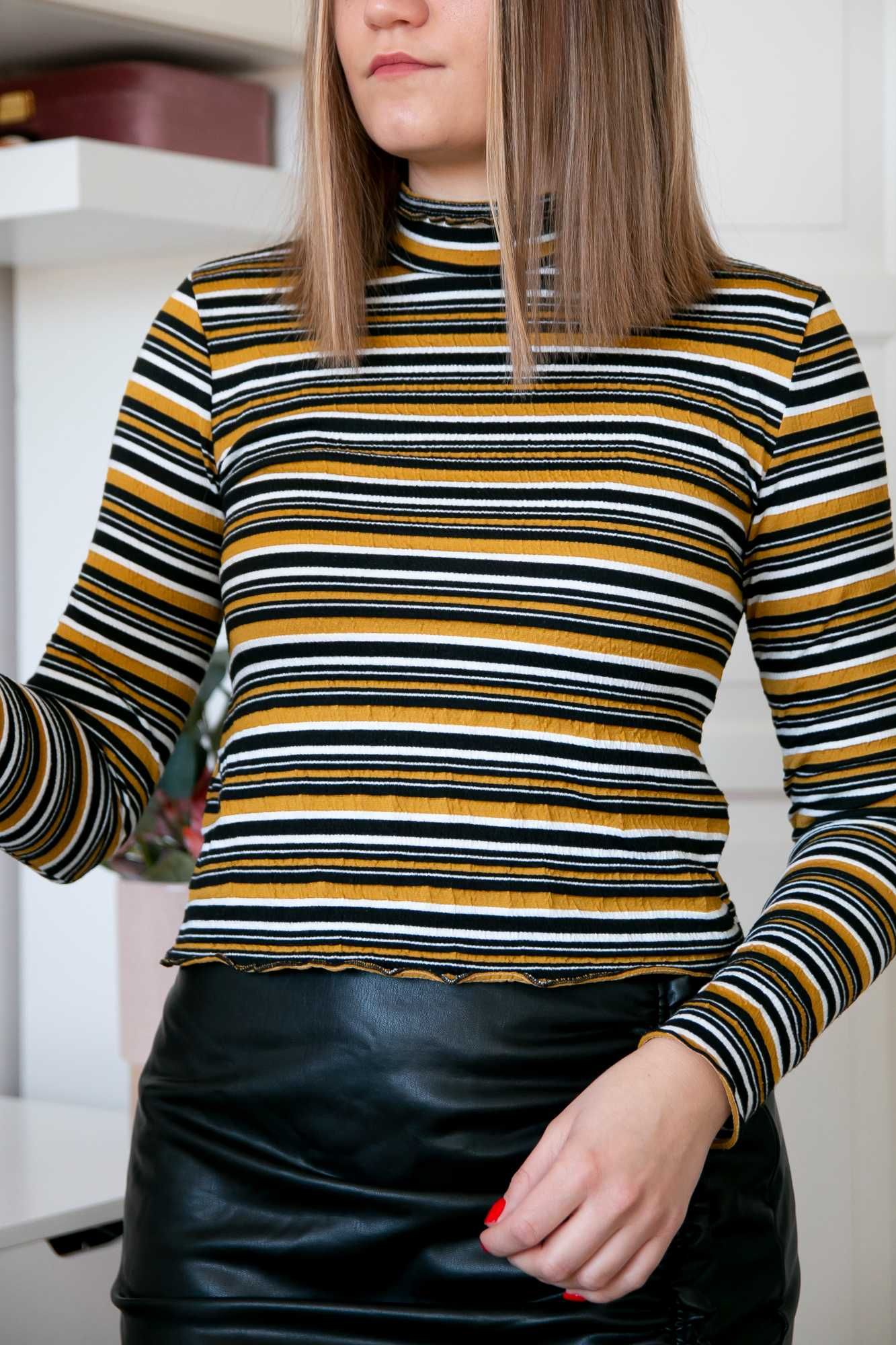 Sweter golf paski lata 90-te Bershka XS S 36 34