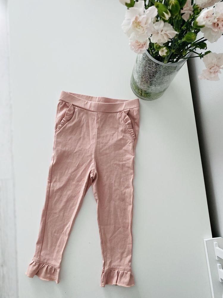 Nowe legginsy z falbankami h&m antyczny róż