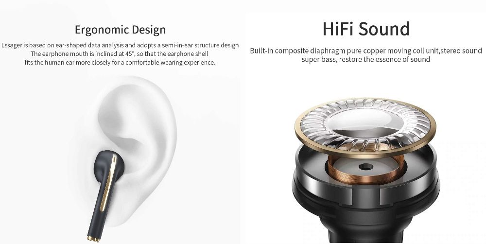 Słuchawki bezprzewodowe Super Dźwięk Qualcomm apt-x HiFi czarne nowe