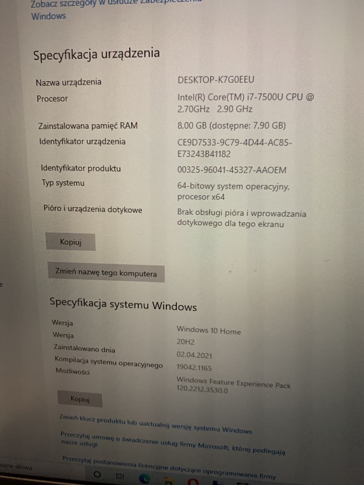 Dell Inspirion i7-7500 8GB +SSD