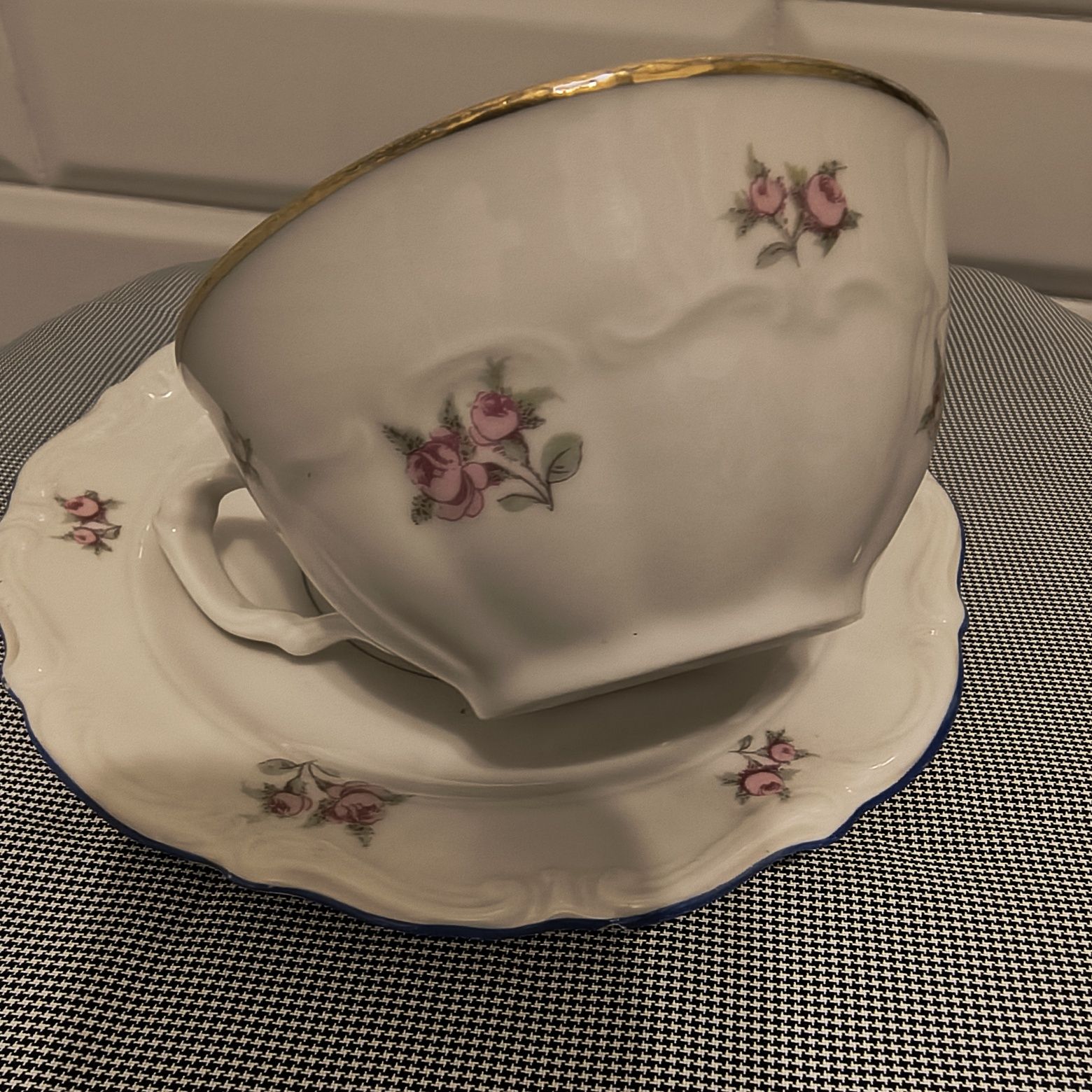 Filiżanka z talerzykiem Carl Tielsch porcelana Wałbrzych Krzysztof