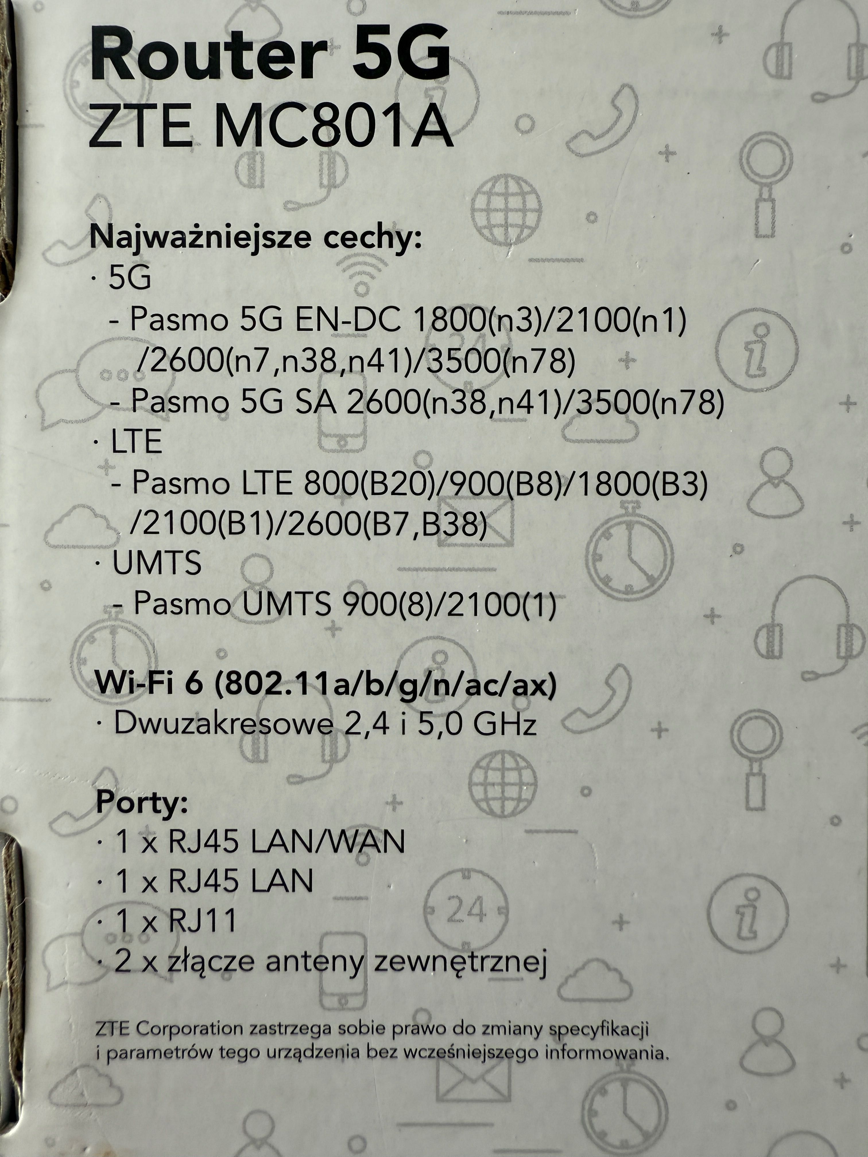 Router 5G LTE ZTE MC801A jak nowy