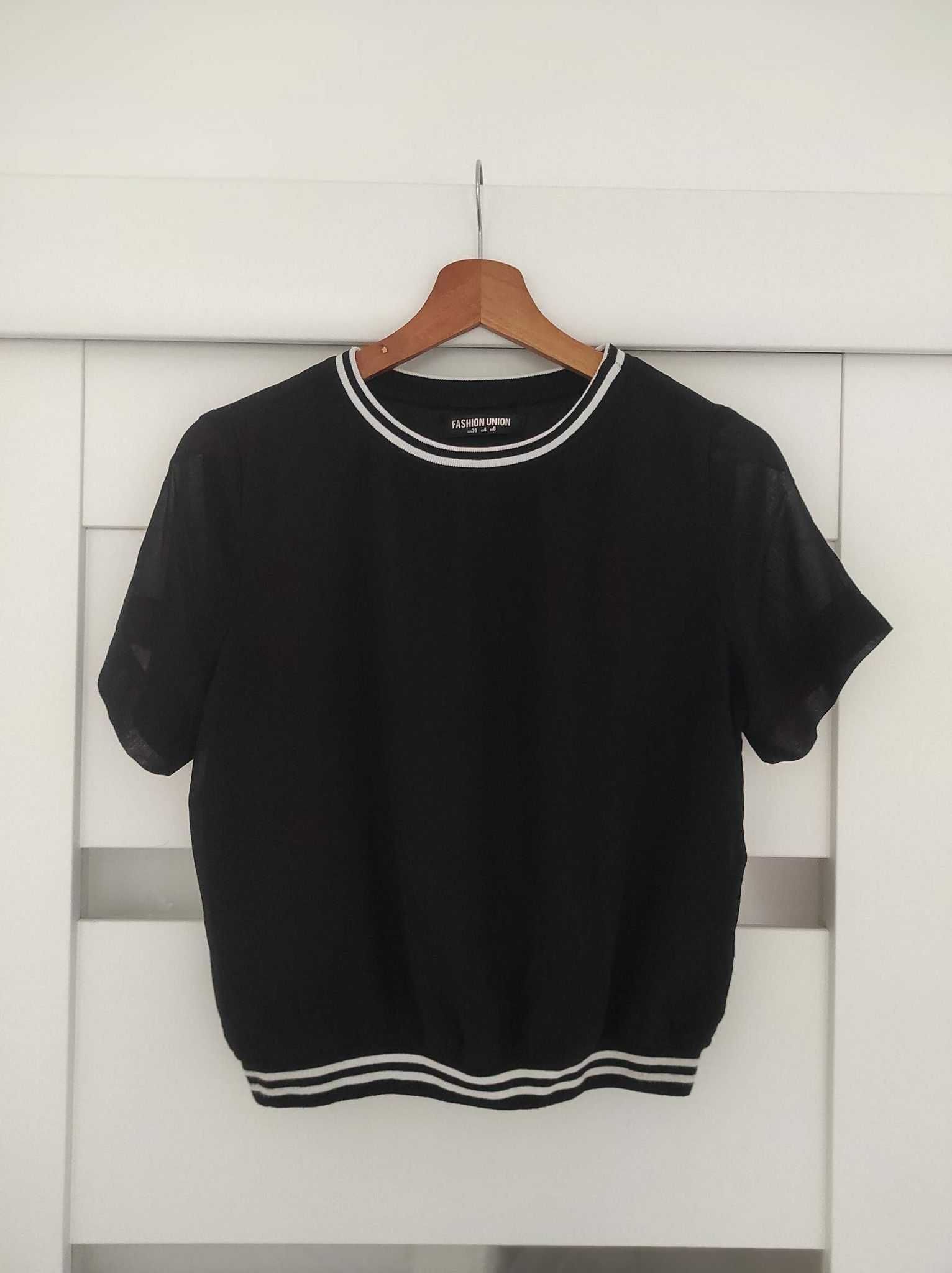 Bluzka damska Fashion Union czarno-biała rozmiar S 36