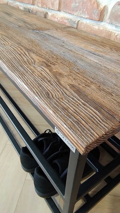 Szafka na buty loft – stare drewno i stal, darmowa dostawa