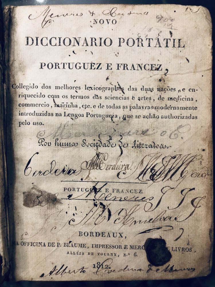 Diccionario Portátil Portuguez e Francez de 1812