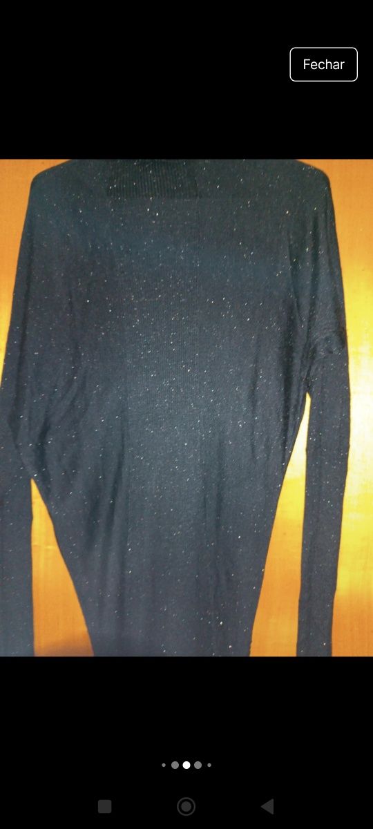 Vestido preto malha fina com brilho