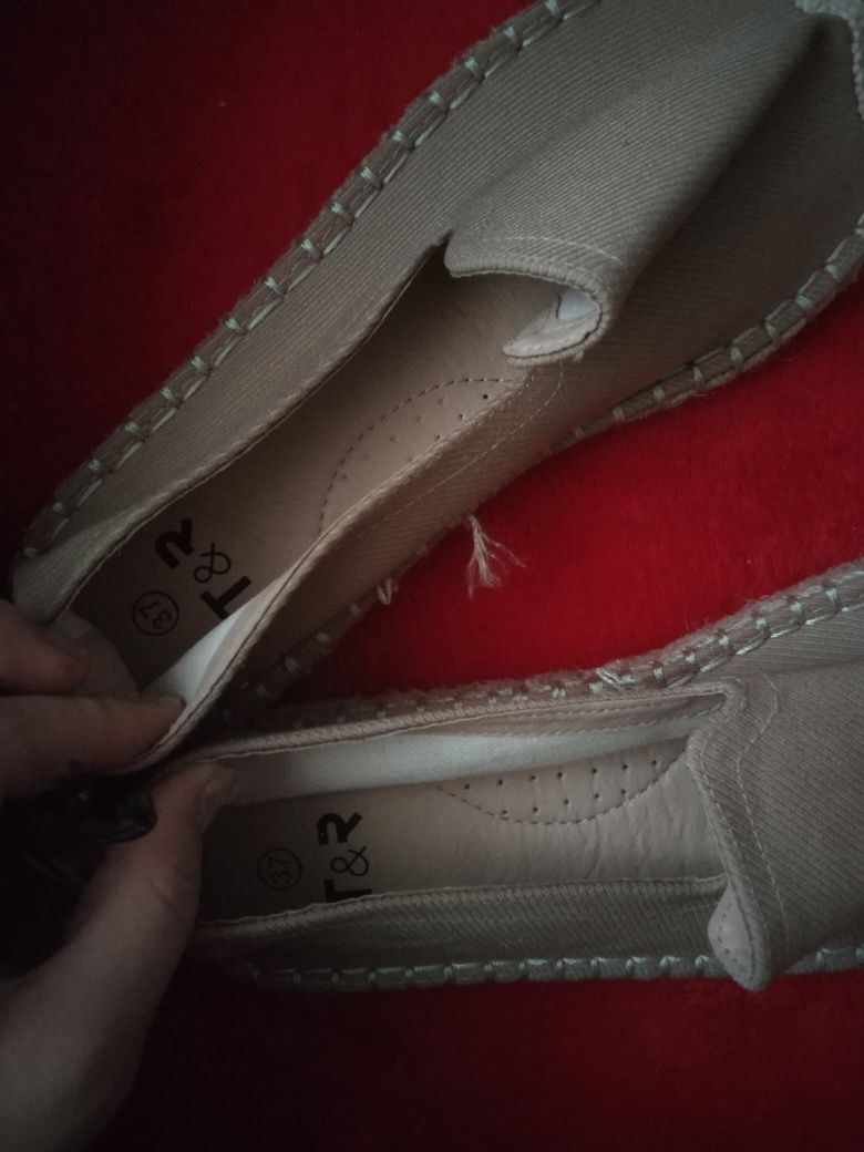 Nowe Espadryle baleriny beżowe kawa z mlekiem rozmiar 37