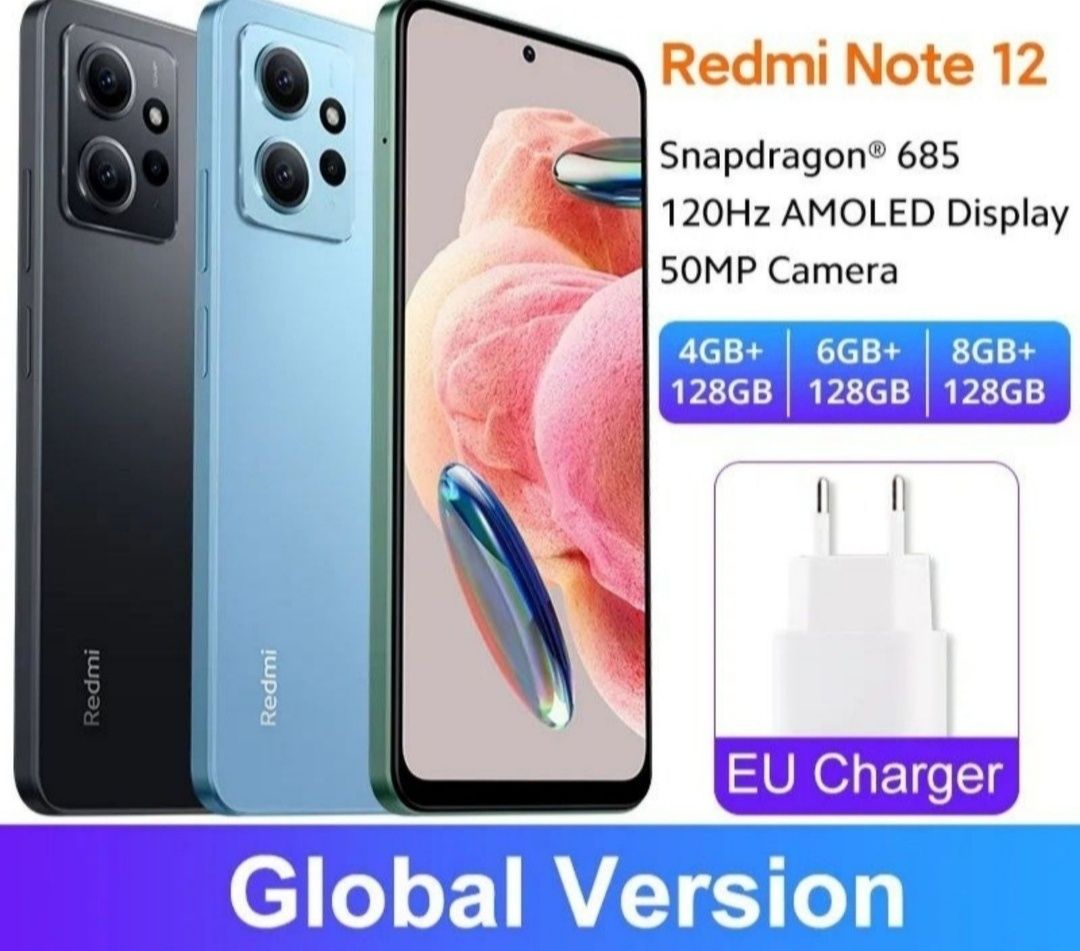 Телефон Xiaomi note 12 4/128Гб. С функцией NFC.