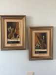 Conjunto 2 quadros óleo desenho violinos. originais assinados Rosa Lei