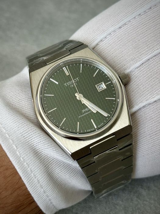 Чоловічий годинник Tissot PRX powermatick 80 зелений. Тиссо зеленый