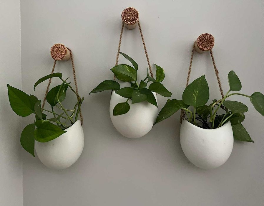 Zestaw 3 doniczki wiszące na kwiaty dekoracja dom na ścianę kwiaty