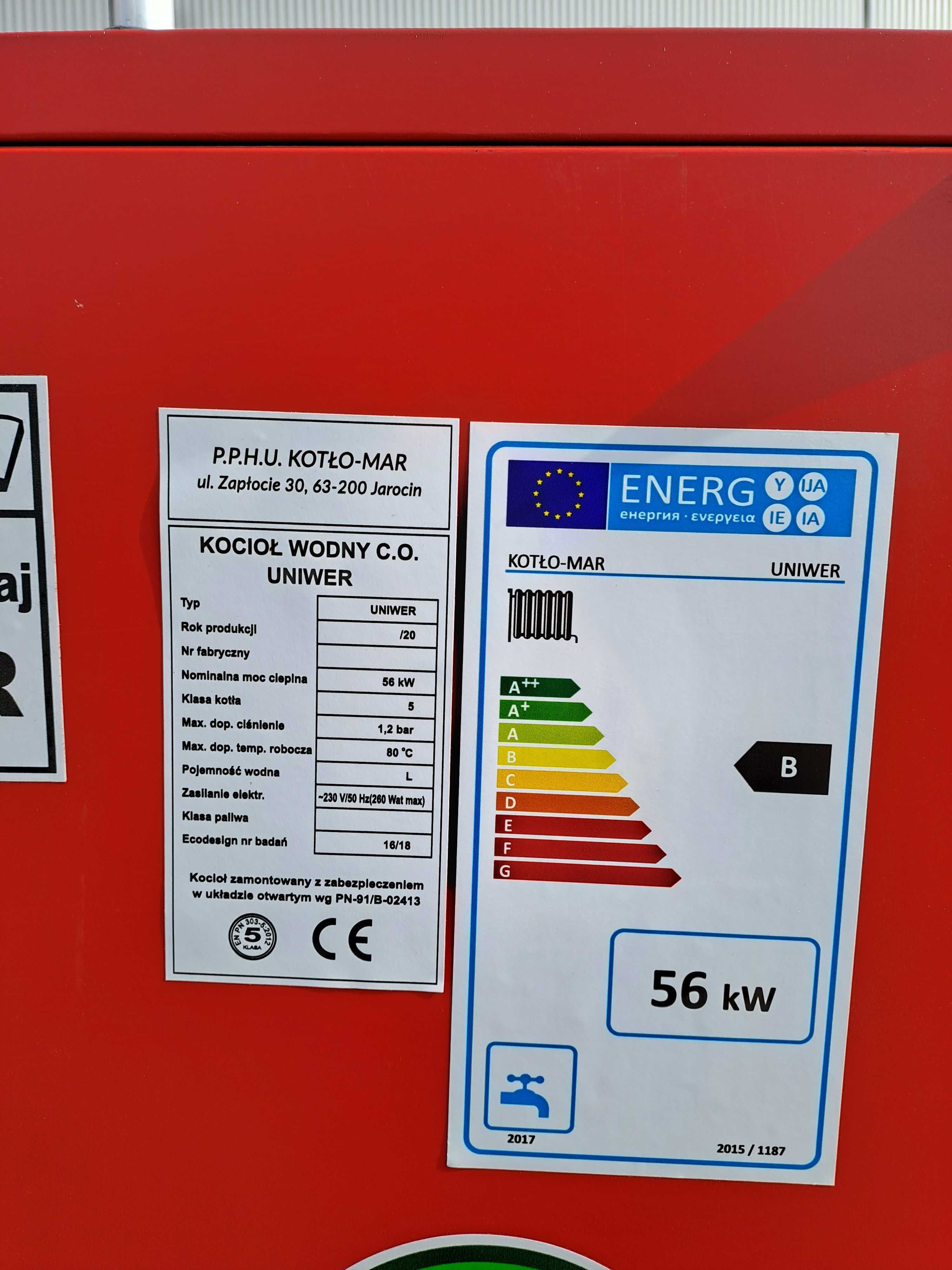 Kocioł Piec 56kw do 500m2 na Drewno Węgiel + Dmuchawa Sterownik