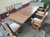 Stół rozkładany z 4 krzesłami i 2 ławami